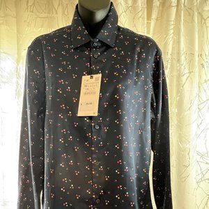 Zara - Blue Pattern Dress Shirt - Men - Size Medium